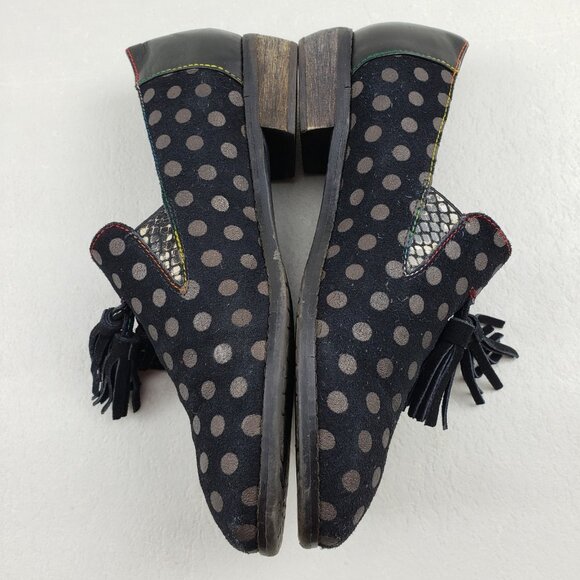 L'Artiste Spring Step Klasik Loafer Women 9 40 Black Suede Polka Dot Tassel Shoe - Picture 8 of 16